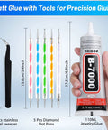 Cridoz Clear Jewelry Glue With Precision Tip For Rhinestones And Crafting 3.7 Fl Oz with tools for metal, stone, glass.