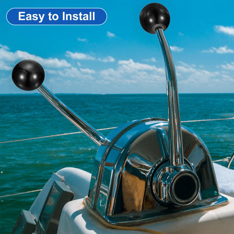 2 Pack M5 Threaded Ball Knobs 16mm Diameter Thermoset With Copper Insert For Machine Lever Handles installed on boat controls.