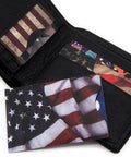 RFID Blocking Card Sleeves Set With Ten Pieces And Five Unique Designs For Identity Theft Protection On The Go Slim Side Load Travel Case Keeps Cards Safe And Easy To Access, displayed in a wallet with flag designs.