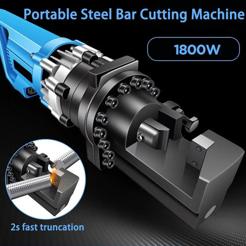 USZWBY Electric Hydraulic Rebar Cutter For Steel Bars 4-22mm, Portable Wire Rope Cutting Machine 1800W Motor close-up of cutting mechanism.
