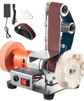 Badass Three In One Compact Belt Sander Setup With 13 Inch Sanding Strap And 2.75 Inch Grinding Wheel Combo for detailed woodworking.