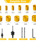 Pro Grade Bi Metal Hole Saw Kit 18 Piece M42 Steel Set With Three Quarters Inch To Two And A Half Inch Saw Blades diagram