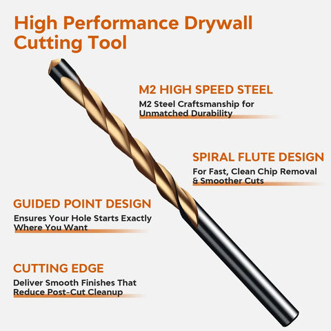 50 Piece Set Of 1/8 Inch Spiral Drywall Router Bits With Left Hand Rotation For Rapid Dust Control and Precision Tracking Engineered To Glide Through Sheetrock Like Butter While Minimizing Vibration And Delivering Professional Cuts Every Single Gig High performance drywall cutting tool made of M2 high speed steel.