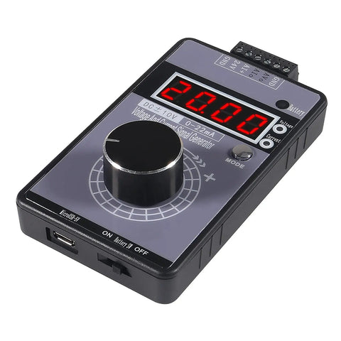 Adjustable 4-20mA And 0-10V/0-22mA Signal Generator With LCD Display, compact analog simulator with encoder knob, battery powered