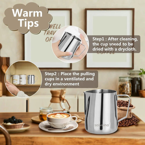 Barista Grade Stainless Steel Milk Frothing Pitcher 20oz 600ml for Espresso Machines and Latte Art Dishwasher Safe