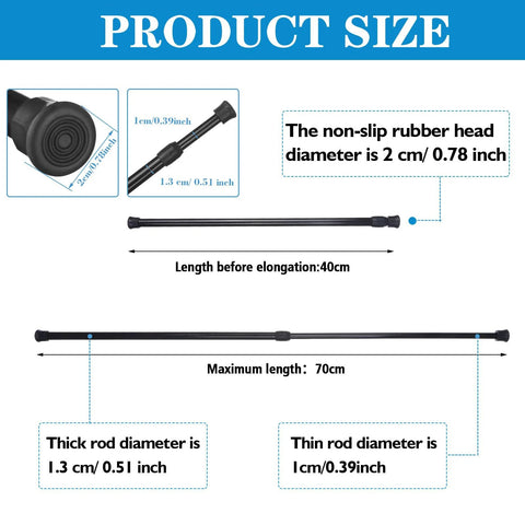 Four Pack Sliding Door Security Bars With Rubber Tips Extendable Tension Rods Adjustable From 15.7 To 27.6 Inches Black product dimensions