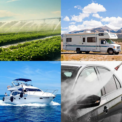 Heavy Duty 110 Volt Electric Water Transfer Pump Pushes 5.5 Gallons Per Minute At 75 PSI for RV, boat, yard irrigation and washing.