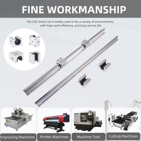 Beefed Up SBR12 500mm Linear Rail Kit With 2 Rails And 4 SBR12UU Blocks for CNC 3D Printing Robotics and Electronic Equipment