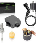 Ignition CDI Box Kit with Spark Plug Starter Solenoid Relay Plug and Play for Arctic Cat Quad 300 2X4 4X4 1998 to 2005