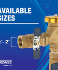 Bronze 1 Inch Heavy Duty Pressure Vacuum Breaker Backflow Preventer With Quarter Turn Shutoff NPT Connections.