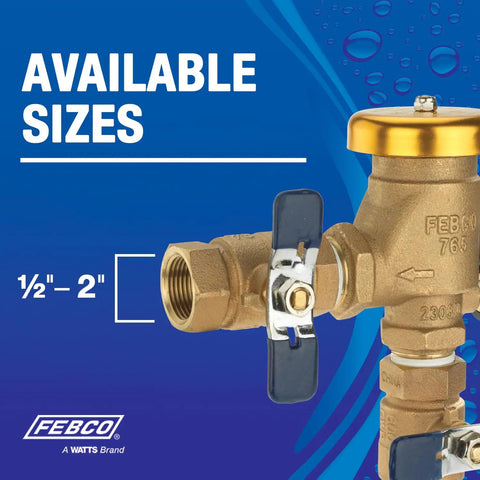 Bronze 1 Inch Heavy Duty Pressure Vacuum Breaker Backflow Preventer With Quarter Turn Shutoff NPT Connections.