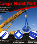 Heavy Duty Cargo Lifting Net 1212 Lbs 4.92x4.92 Ft With 10x10 Cm Mesh Polyester Hoist Net shown with crane lifting cargo