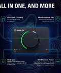 Wave XLR MK2 USB Audio Interface And DSP Mixer For XLR Microphones, 80dB Gain, real-time LED feedback and multifunction dial