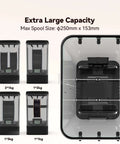 SP2 Filament Box Dryer extra large capacity, max spool size Ø250mm x 153mm, shows stackable design for 3D printing filaments