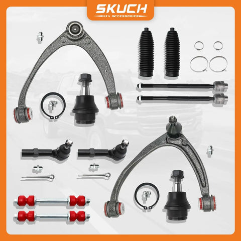 Chevy Silverado Suburban Yukon Sierra Tahoe Escalade Avalanche 12 Piece Front End Suspension Kit components displayed