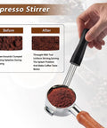 Espresso Stirrer from Game Changing Wooden Espresso Tamper Station, featuring a metal base and wooden handle for effective coffee preparation.
