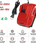 Rapid 18V Lithium Battery Charger Station, Fast Single-Bay Charger Delivers Up To 3x Faster Charging, red drop-in dock design