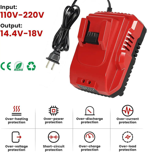 Rapid 18V Lithium Battery Charger Station, Fast Single-Bay Charger Delivers Up To 3x Faster Charging, red drop-in dock design