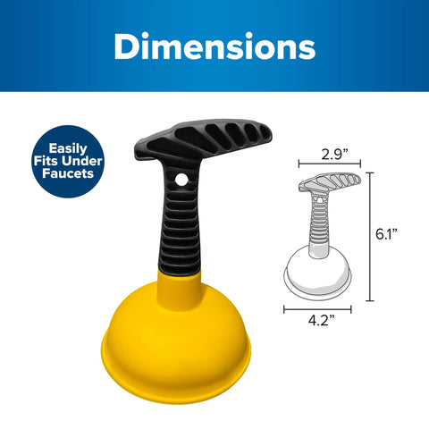 Mini Sink Plunger With Short Handle, Powerful And Easy To Use Clog Remover For Bathroom Drains, Showers, Bathtubs, Toilets, RVs And Kitchen Sinks In Yellow