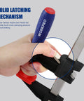 Two Piece 12 Inch Steel Bar Clamps With Reinforced Heavy Duty Bodies And Six Hundred Pound Jaw Capacity Built Like A Badass Workhorse For Woodworking Carpentry And Pro DIY Crews Needing Zero Slippage Grip in use, showcasing solid latching mechanism.