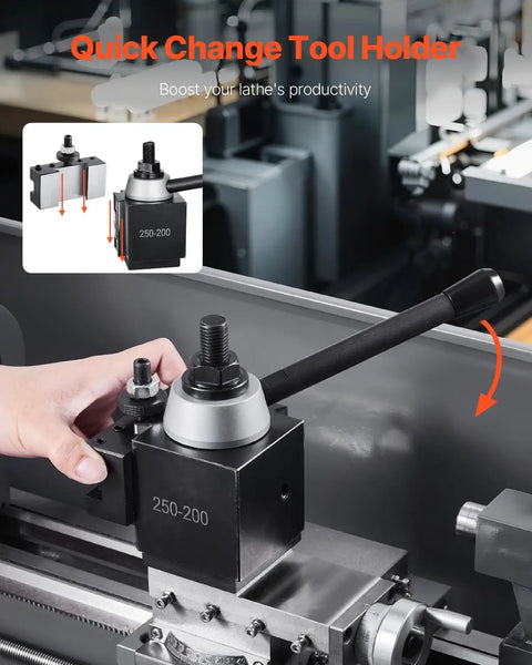 8-Piece Quick Change Tool Post Set For 10 To 15 Inch Lathes With Lathe Tool Holders And Turning Tool Holder Accessories in use