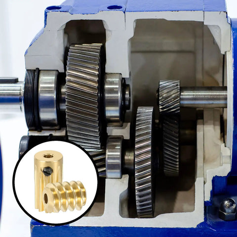 Worm Gear Set 10T 0.5 Module Ten To One Reduction Right Rotation Drive Gear Box Brass Gear 2mm Bore Brass Rod 1.98mm Bore Gear And Worm Included For Small Machinery DIY Projects in gearbox