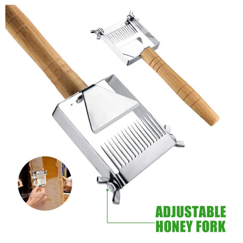 Adjustable Honey Uncapping Fork With Stainless Steel Blade And Wooden Handle For Beekeeping Enthusiasts, Quick Honey Harvest tool