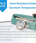 Heat sealing machine demonstrating Super Tough High Temp PTFE Heat Sealing Tape 30cm X 10m for durability and residue-free use.