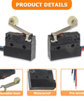 Two Pack Micro Limit Switches With Roller Lever Arm SPDT 1NO 1NC Pre Wired 3 Pin 6A At 12V DC Or 5A At 250V AC Durable Microswitches