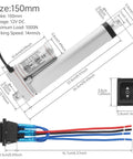Heavy Duty 12V Linear Actuator, 150mm Stroke, 14mm/s Speed, 1000N and 220lb Thrust, IP54 Waterproof with switch and wires