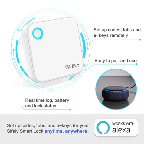 Image of Smooth Sailing Dual Band WiFi Gateway For Smart Door Locks Featuring Instant App Sync and Alexa Hook Up, showing device design and features.
