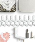 18 Piece White L Bracket Set With 72 Screws, 1.57 By 1.57 Inch Right Angle Corner Braces For Wood Furniture in tin case