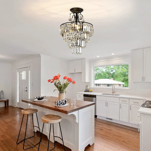 Kitchen with Dope Modern Crystal Chandeliers With 4 Lights And Included Bulbs Chandelier Light Fixture For Living Room Dining Hallway Bedroom