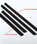 Badass Level Stainless Steel Door Sill Scuff Plate Guards For Rivian R1S R1T R2 Four Piece Entry Step Pad Trim showing two front and two rear guards.
