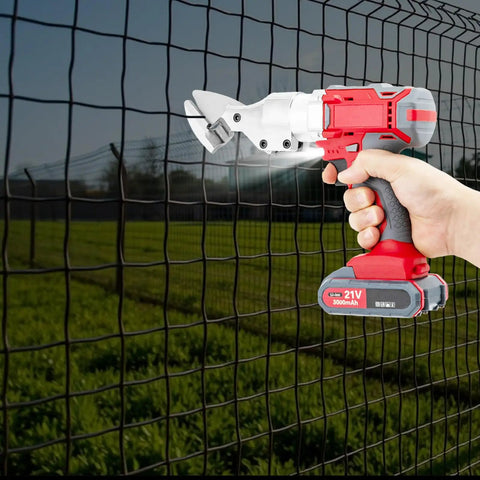Get Ready To Rock This Bad Boy With A Super Sleek 21V Cordless Brushless Electric Metal Shear Featuring Durable Chrome Vanadium Steel Blades for cutting fencing.