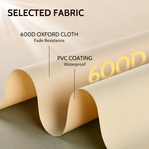Close-up of waterproof outdoor 3-seater sofa cover, 600D oxford cloth with PVC coating, part of a heavy-duty all-weather shield.