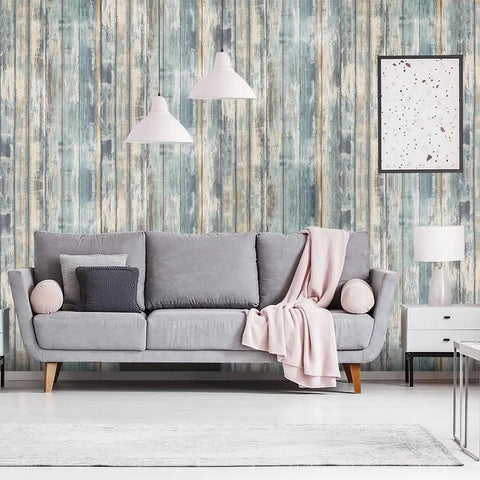 Living room with Rustic Wood Look Contact Paper Peel And Stick Self Adhesive Wallpaper For Furniture And Countertops Waterproof Easy Clean Vinyl Film With Distressed Plank Grain Vintage Wall Covering That Goes On Easy Removable And Durable.