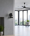 4 Position Ceiling Fan Speed Switch With 3 Speeds And Off Dope Black Rotary Controller installed on wall in modern office space