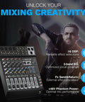 Six Channel DJ Mixer With Flexible Routing Bluetooth Streaming USB Recording 16 DSP Effects And Dual Aux Bus shown