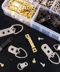 All In One Heavy Duty Picture Hanger Kit With 415Pcs Assorted Hangers And Screws In Transparent Storage Box Featuring Seven Models