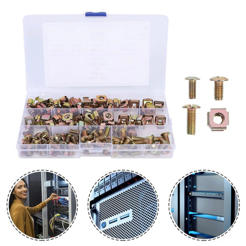 120 Piece Cage Nuts And M5 Lock Nuts Kit Carbon Steel Square Hole Nuts With Screws For Server Racks Cabinets Enclosures