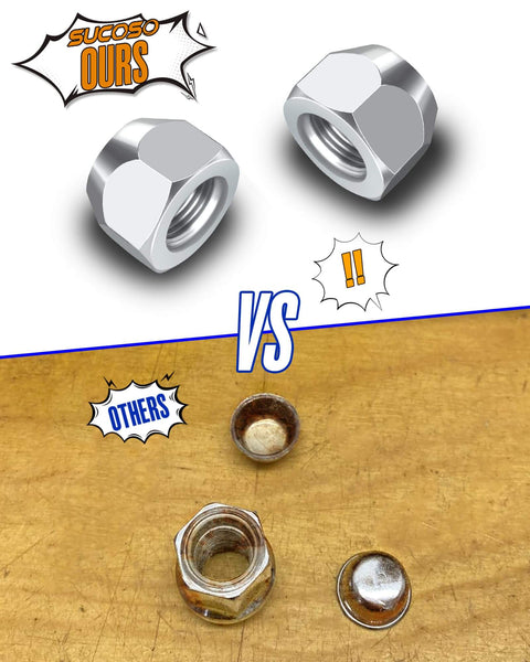 Comparison of 20 Pack 1/2-20 Trailer Lug Nuts, Beefy Heat Treated Zinc Plated Anti Rust, Heavy Duty Wheel Nuts versus other rusted nuts