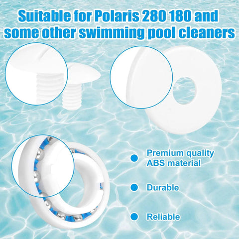 Pool Cleaner Rebuild Kit With 8 Wheel Bearings, 4 Screws, 4 Washers Replacement Parts For Polaris 280 And 180