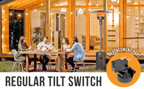 Drop In Regular Tilt Switch Replacement For Patio Heaters With Tip Over Protection featured next to outdoor patio scene