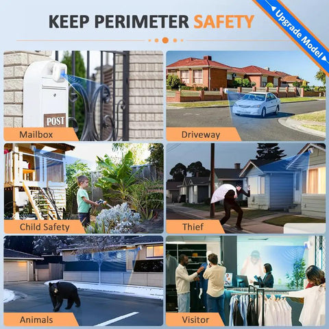 Driveway Alarm Motion Sensor Kit With Wireless Receiver And Two Sensors, Weatherproof IP44 Outdoor Security System For Home And Yard, Easy Rotary Mount, Wide Range Alerts, Real Time Visitor Notifications, No Monthly Fees, for driveway and mailbox