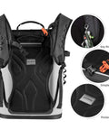 Back view of Leakproof Soft Sided Backpack Cooler For 36 Cans with padded straps and key rings, close-up on buckle and pad.