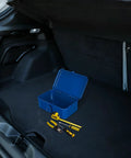 Darn Tough Steel Toolbox With Lock For Trunk Storage keeps tools square and secure while you cruise in a vehicle trunk.