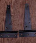 24 Pack Black T Shape Iron Hinges With Six Pre Drilled Screw Holes, Easy To Install And Rust Resistant For Doors And Gates, two hinges shown