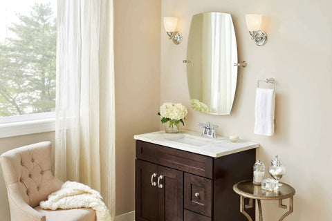 One Light Dual Mount Vanity Fixture With Frosted Glass In Sleek Chrome Finish Flexible Mount Up Or Down For Modern Bathrooms Bright 100 Watt Bulb Compatible Quick Install