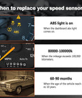 When to replace your speed sensor with ABS light warning, mileage over 100k km, or vehicle age over 10 years.